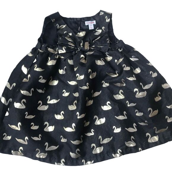 Cat n Jack Gold and Black Swan Festive Fancy Girls Dress size 3t - Picture 1 of 2